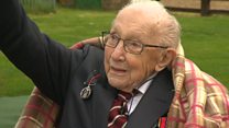 Captain Tom Moore celebrates 100th birthday