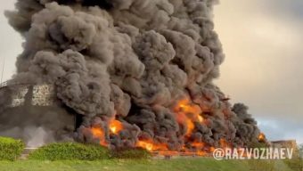 Russia blames Ukraine drone attack for major Crimea fuel depot fire